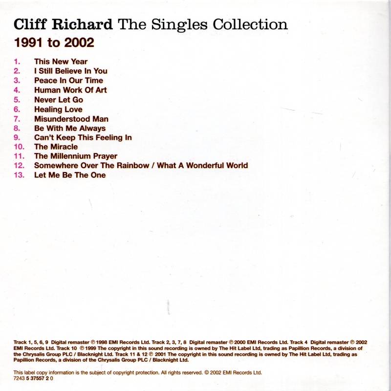 Cliff Richard The Singles Collection : CD 6 Back